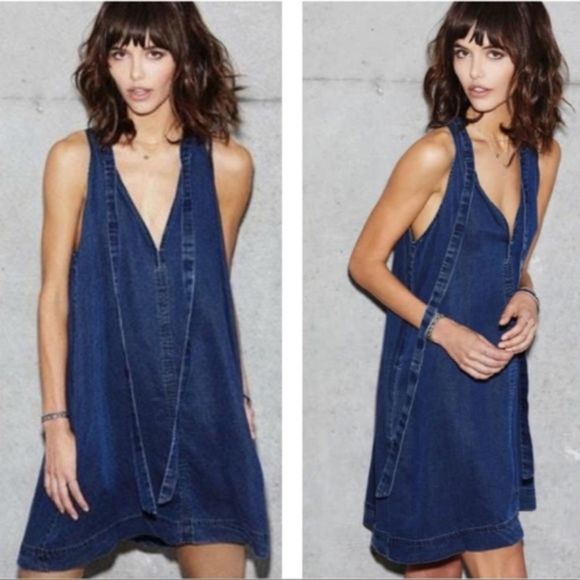 tie front denim dress